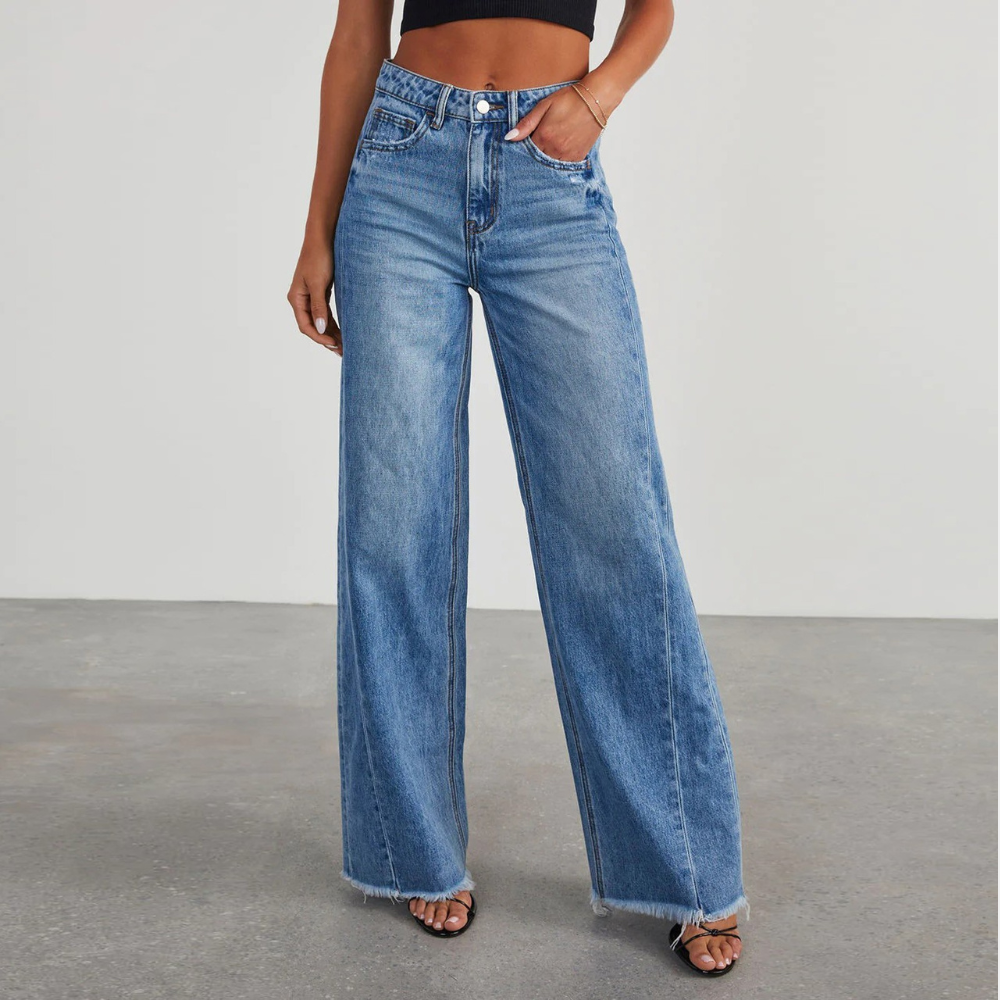 Jeans Donna Lavaggio Vintage Taglio Dritto Ampio - Brentozzi