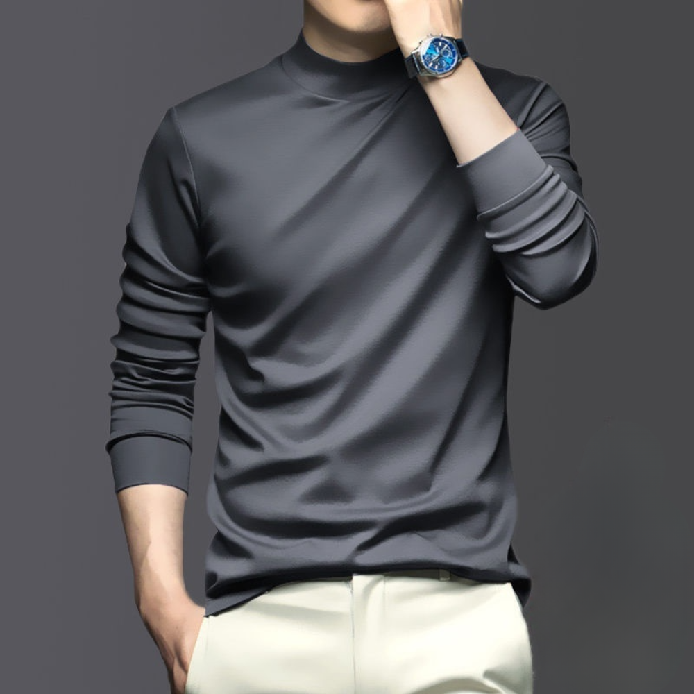 Camicia Uomo Collo Alto Manica Lunga Casual