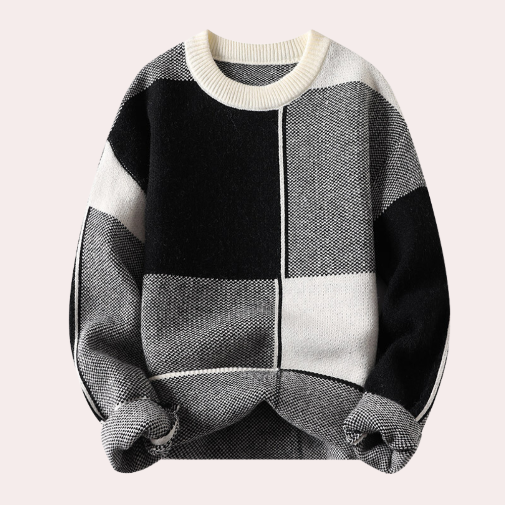 Maglione Uomo Maglia Spessa Motivo Geometrico Morbido