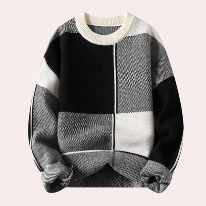 Maglione Uomo Maglia Spessa Motivo Geometrico Morbido