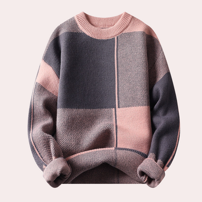Maglione Uomo Maglia Spessa Motivo Geometrico Morbido