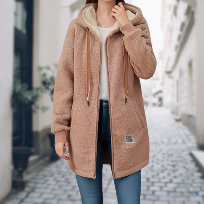 Cappotto Donna Teddy con Cappuccio Lunghezza Lunga