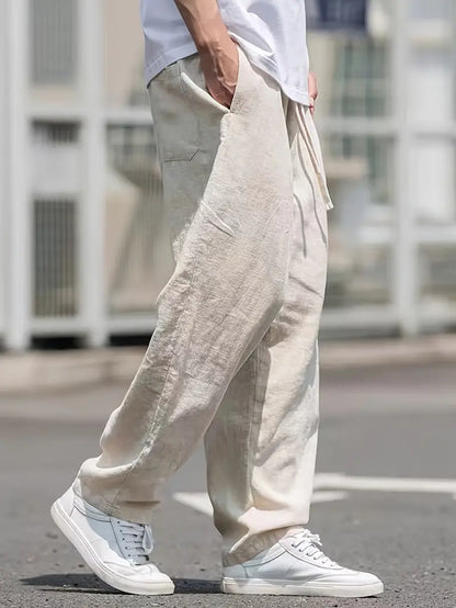Pantaloni Lino Uomo Baggy Estivi Comodi
