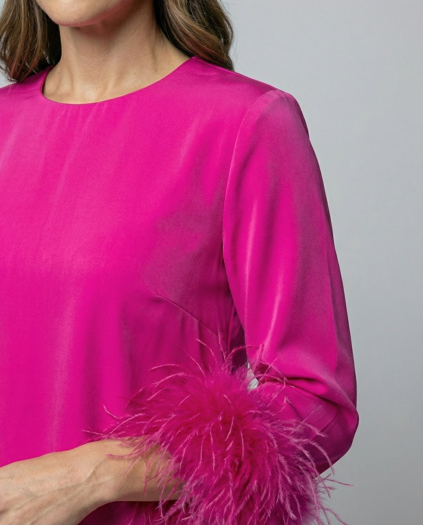 Abito Mini Donna con Piume Asimmetrico