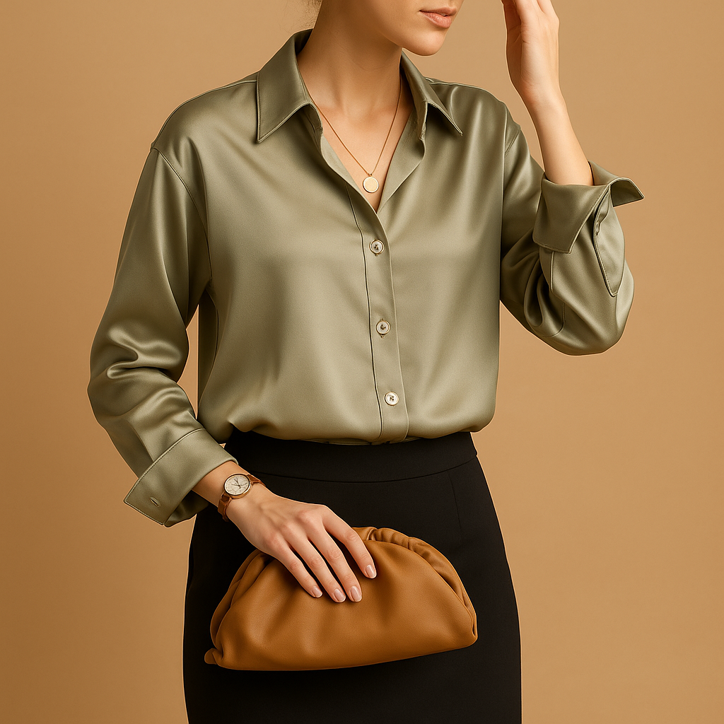 Camicetta in raso con colletto rovesciato da donna | Mirthe 2