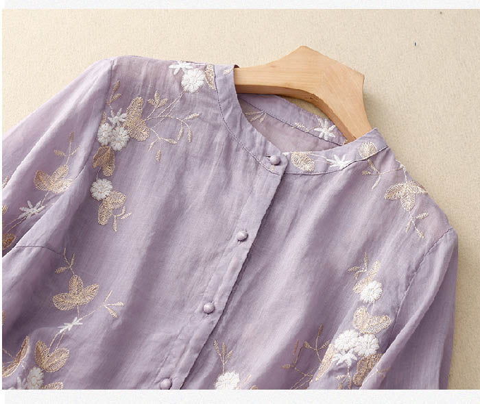 Camicia Donna Elegante con Ricami Floreali - Camicette Versatili per Ogni Occasione 7