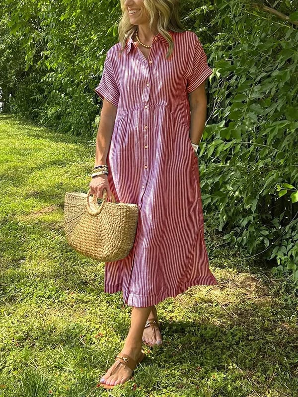 Camicia Donna Lunga a Righe Elegante e Versatile per Estate - Camicette e Camicie Fashion 3