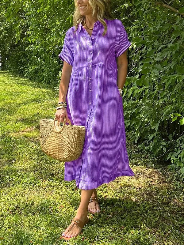 Camicia Donna Lunga a Righe Elegante e Versatile per Estate - Camicette e Camicie Fashion 6
