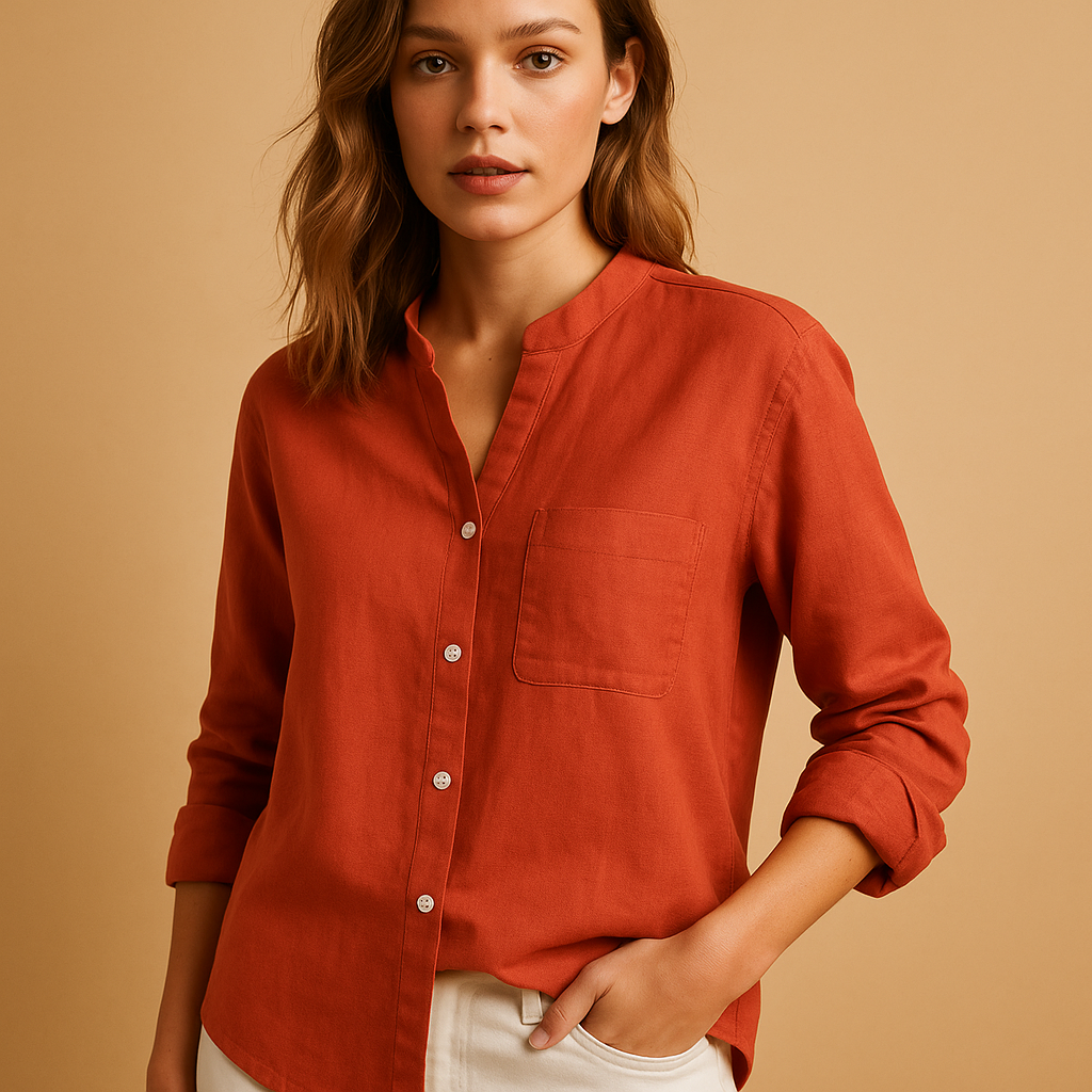 Camicia leggera con colletto classico da donna | Yara 1