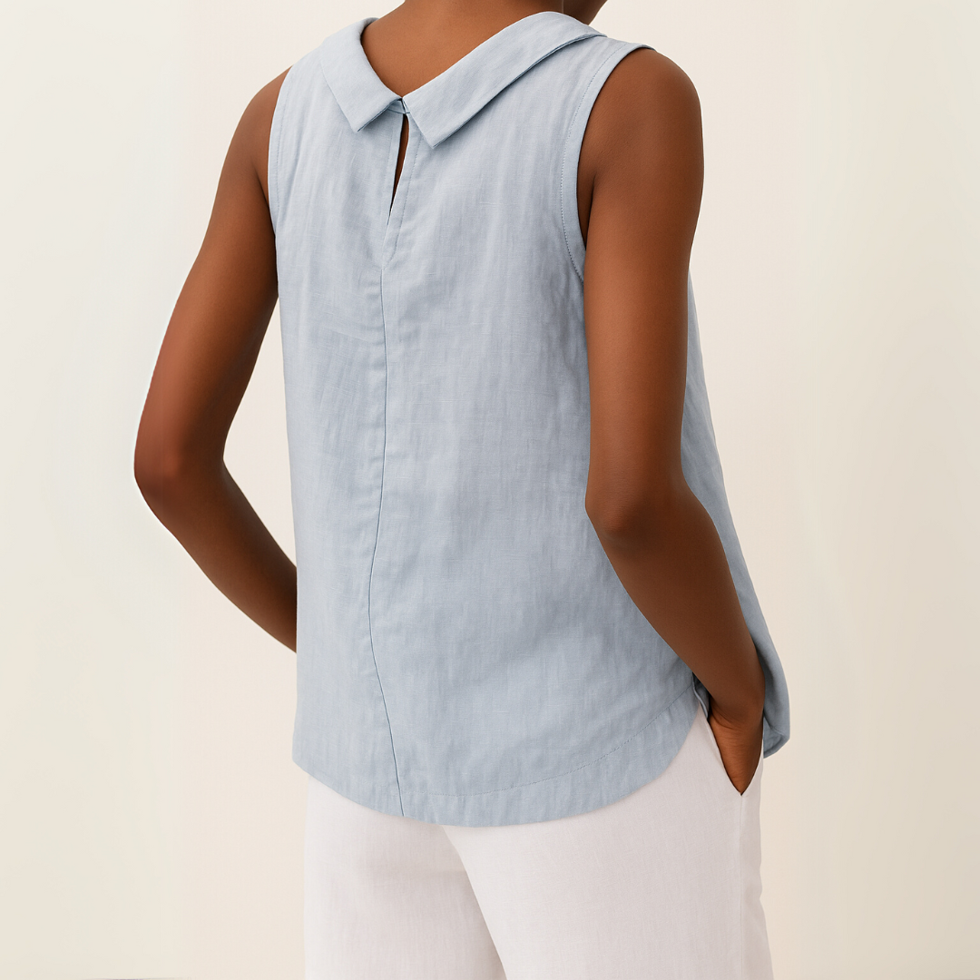 Canottiere Donna Elegante Senza Maniche con Colletto Arrotolato - Top Estivo Versatile per Ogni Occasione 3