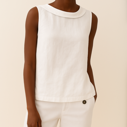 Canottiere Donna Elegante Senza Maniche con Colletto Arrotolato - Top Estivo Versatile per Ogni Occasione 5