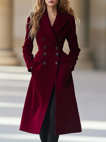 Cappotto Lungo Donna Doppiopetto in Misto Lana Classico - Vesarelli