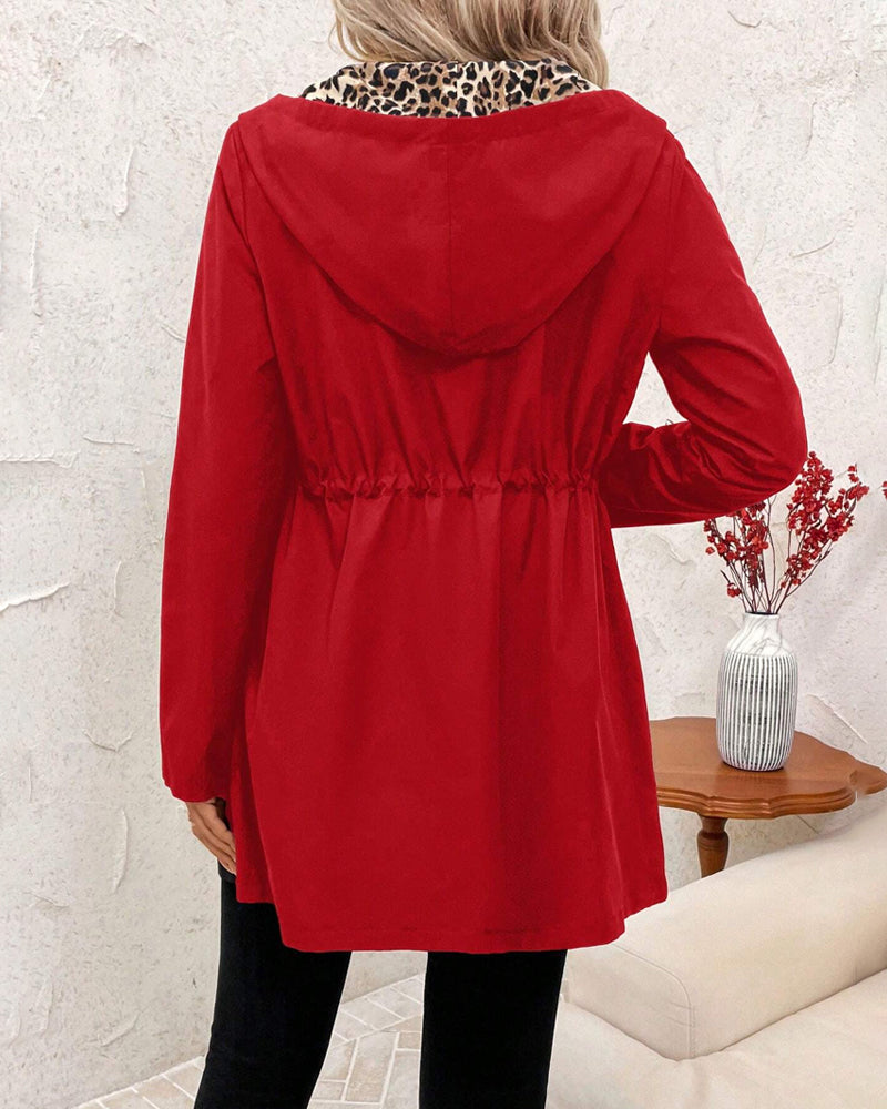 Cappotto Reversibile Donna Elegante con Stampa Leopardata per Stagione Calda 4