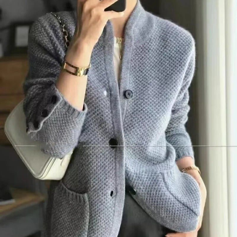 Gilet Donna in Lana Lavorato con Bottoni Caldo Elegante