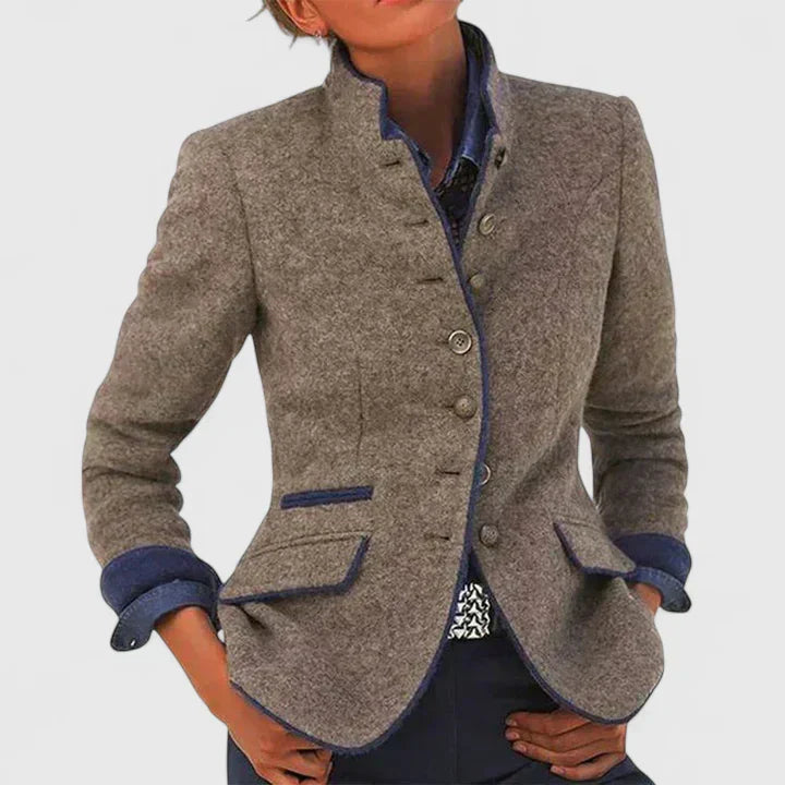Cardigan Donna con Collo Alto e Chiusura a Bottoni - Brentozzi