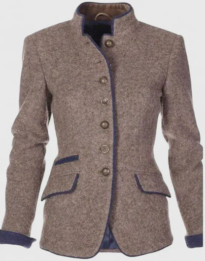 Cardigan Donna con Collo Alto e Chiusura a Bottoni