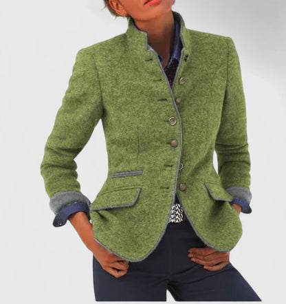 Cardigan Donna con Collo Alto e Chiusura a Bottoni