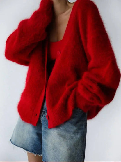 Cardigan Donna Morbido in Maglia Pelosa | Alessa Red Fur