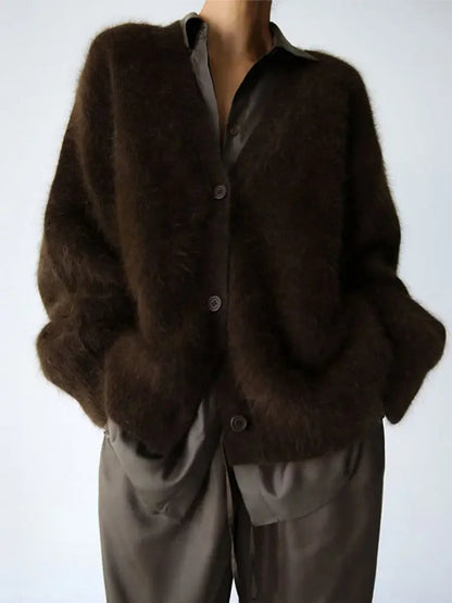 Cardigan Donna Morbido in Maglia Pelosa | Alessa Brown Fur