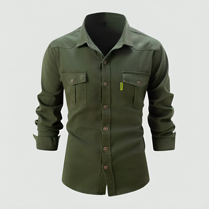 Camicia Cargo Uomo Manica Lunga Slim Fit con Bottoni - Brentozzi