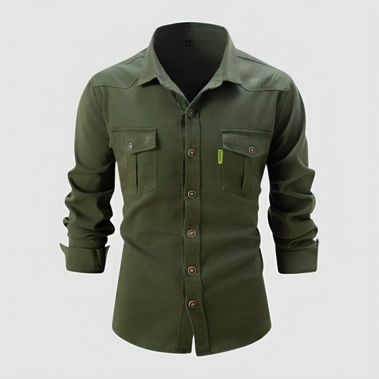Camicia Cargo Uomo Manica Lunga Slim Fit con Bottoni - Brentozzi