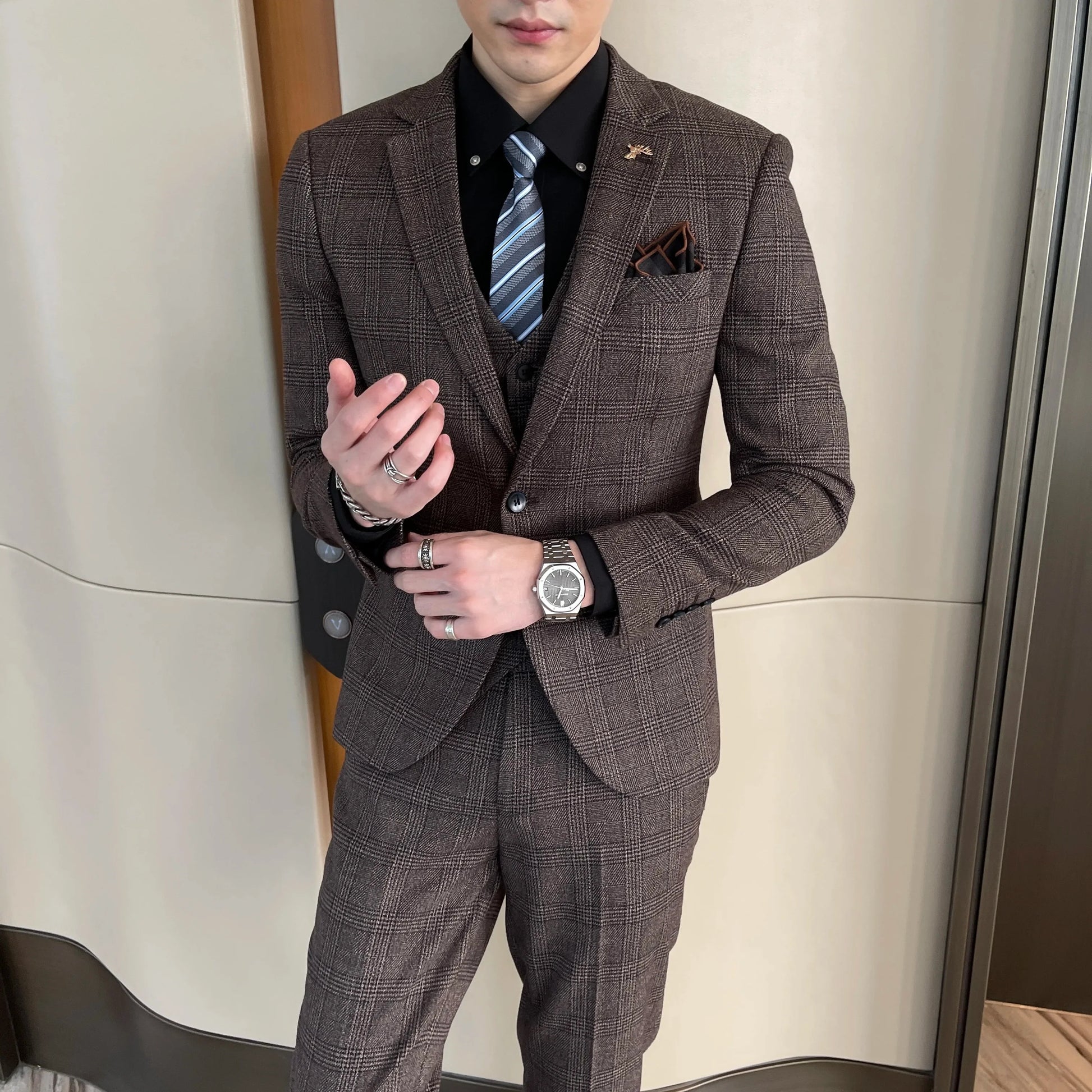 Carlo | Completo Uomo Tre Pezzi Slim Fit a Quadri 1