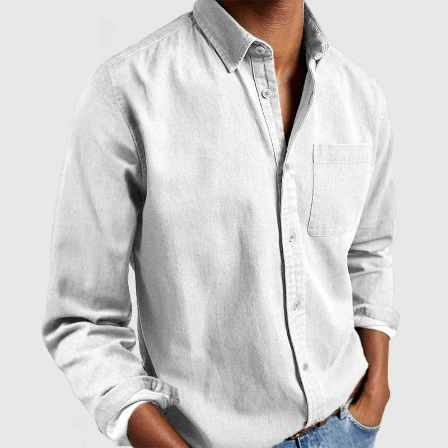 Camicia Uomo Casual con Bottoni e Tasca sul Petto