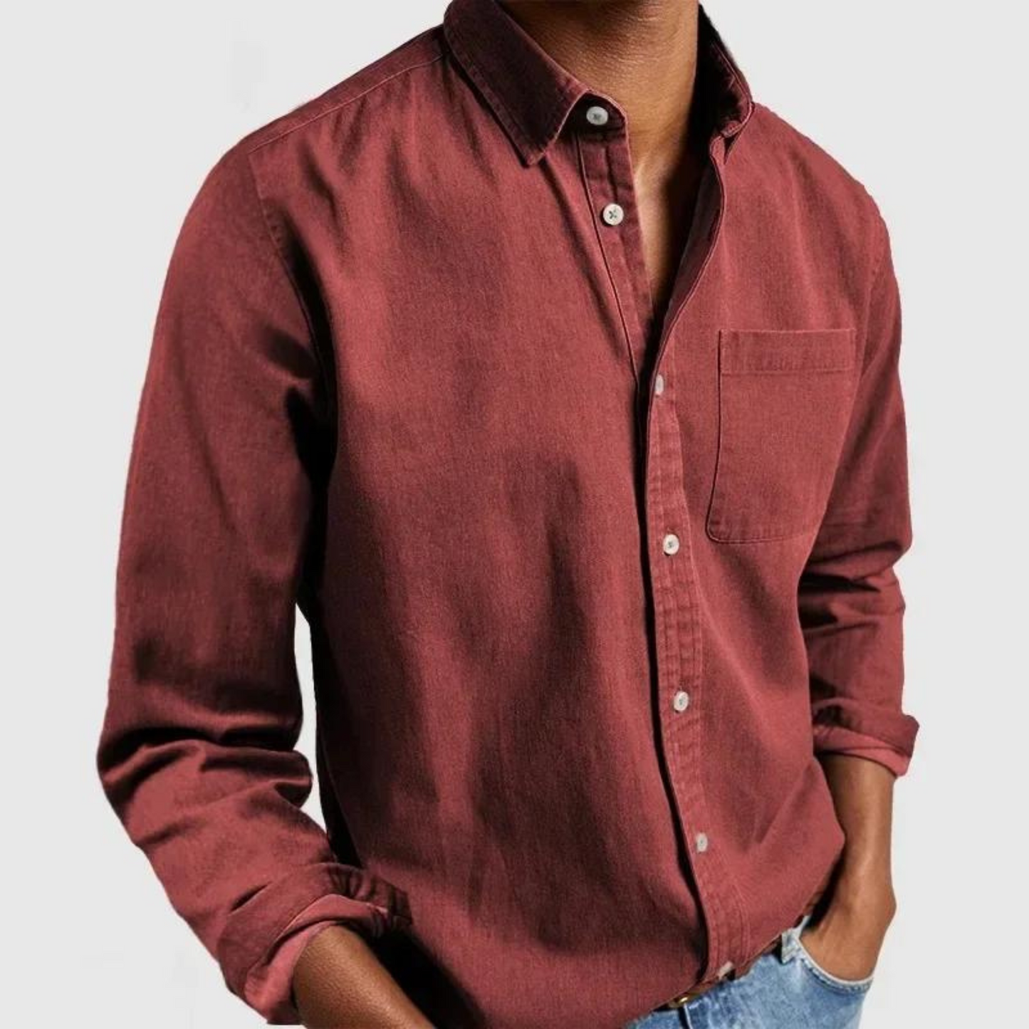 Camicia Uomo Casual con Bottoni e Tasca sul Petto