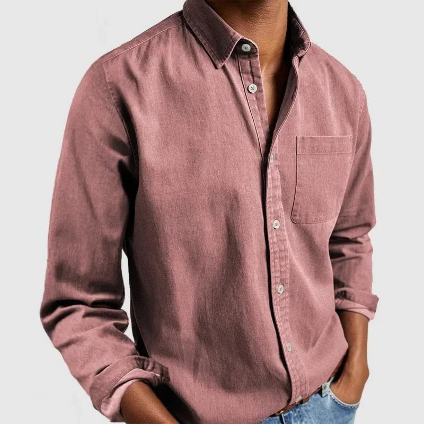 Camicia Uomo Casual con Bottoni e Tasca sul Petto