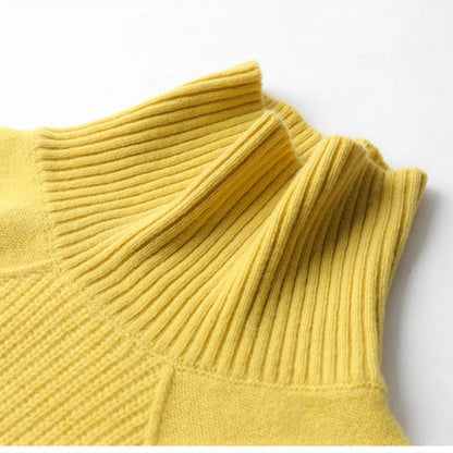 Maglione Donna in Cotone Collo Alto Classico Caldo Autunno Inverno
