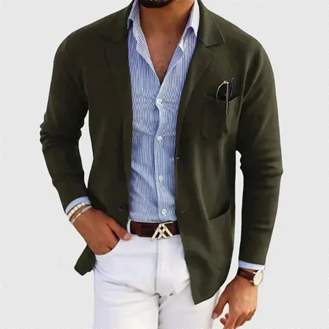 Blazer Uomo in Tessuto Morbido Vestibilità Larga