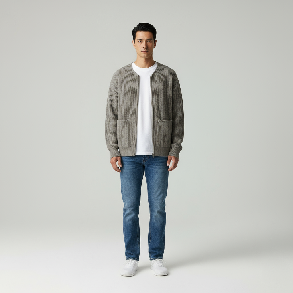 Cavolo | Cardigan con Zip e Collo Alto
