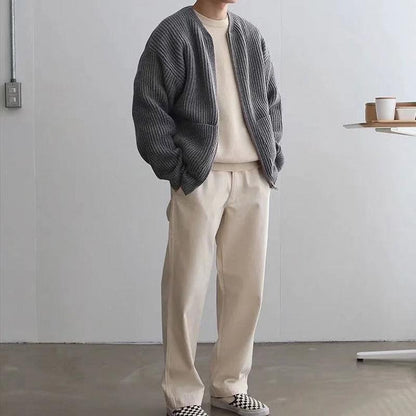 Cavolo | Cardigan con Zip e Collo Alto Grigio