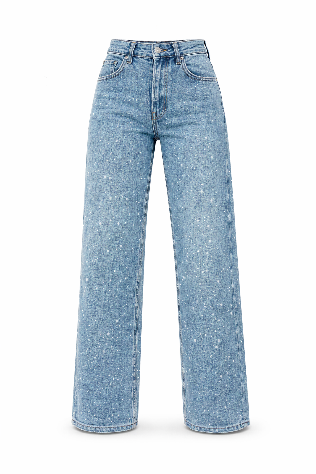 Pantaloni Donna Vita Alta con Dettagli Glitterati Slim