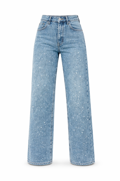 Pantaloni Donna Vita Alta con Dettagli Glitterati Slim