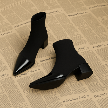 Stivaletti Donna con Tacco a Blocco Ankle Boots