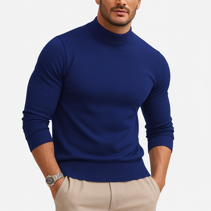 Maglione Uomo Dolcevita Manica Lunga Vestibilità Slim