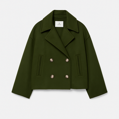 Cappotto Corto Donna Doppio Petto Stile Elegante