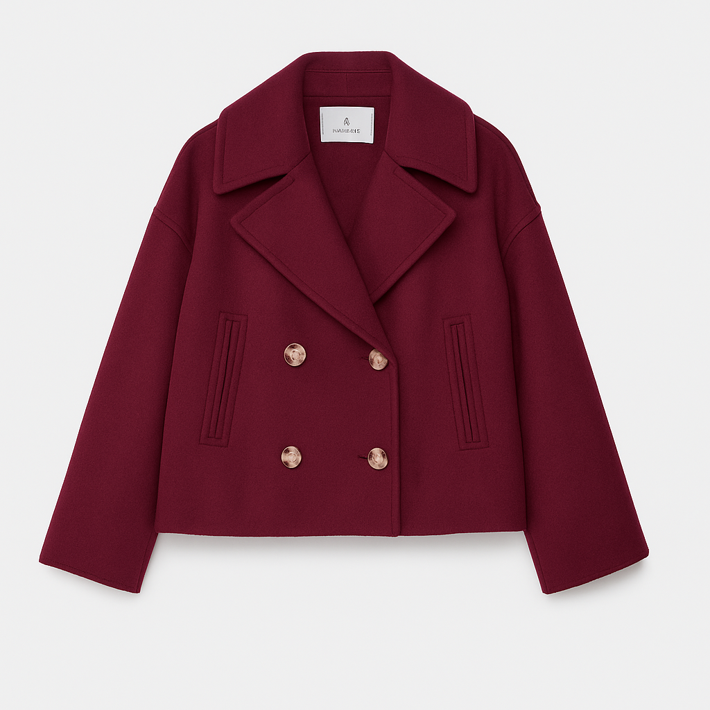 Cappotto Corto Donna Doppio Petto Stile Elegante
