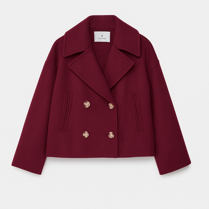 Cappotto Corto Donna Doppio Petto Stile Elegante