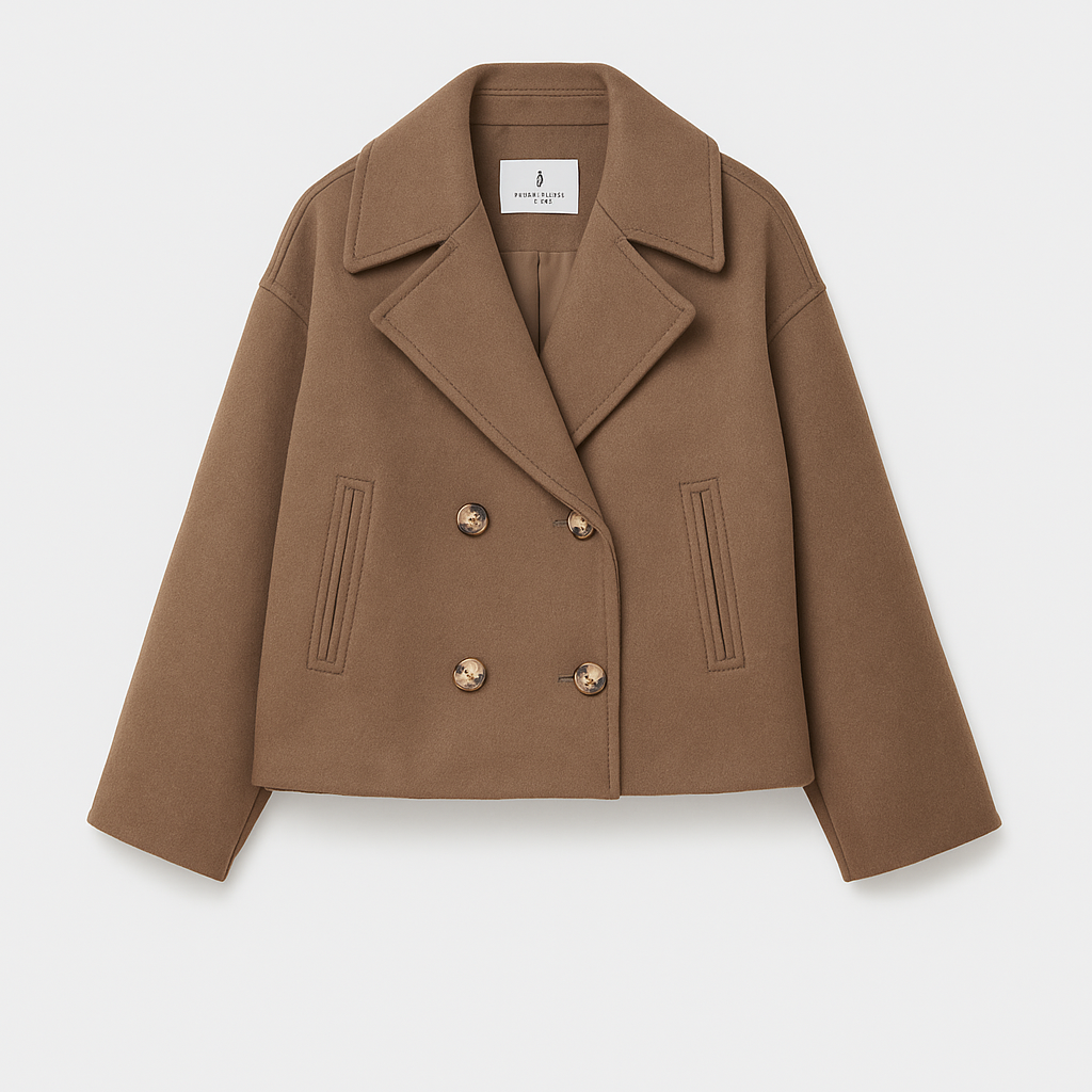 Cappotto Corto Donna Doppio Petto Stile Elegante