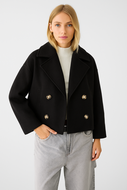 Cappotto Corto Donna Doppio Petto Stile Elegante