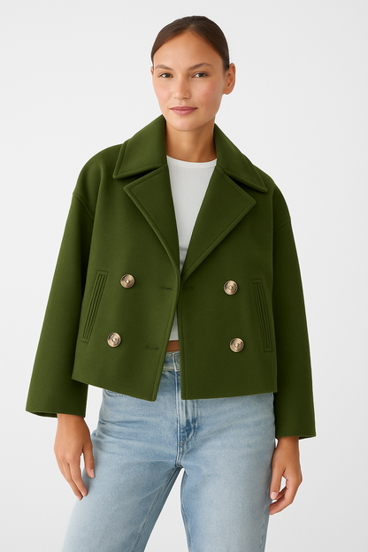 Cappotto Corto Donna Doppio Petto Stile Elegante