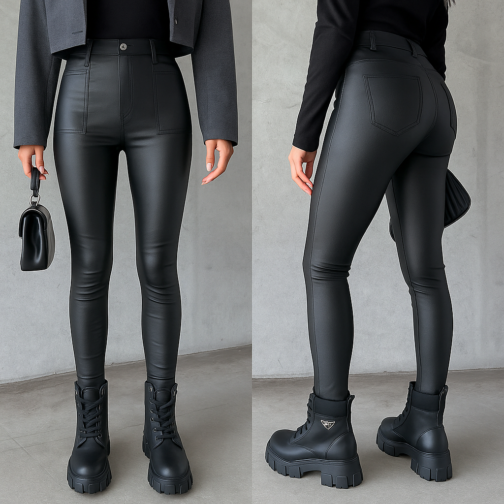 Pantaloni Donna Taglio Dritto Tessuto Strutturato