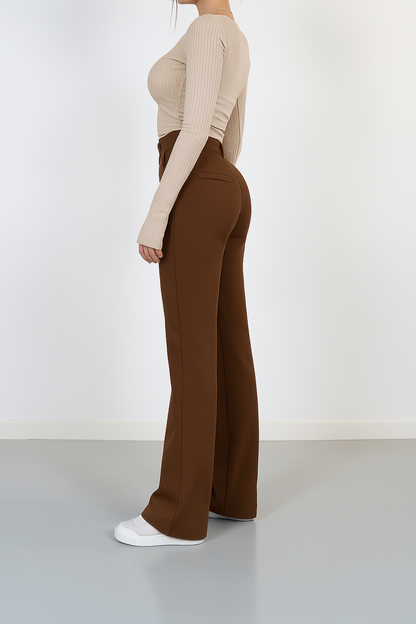 Pantaloni Donna Vita Alta Gamba Dritta