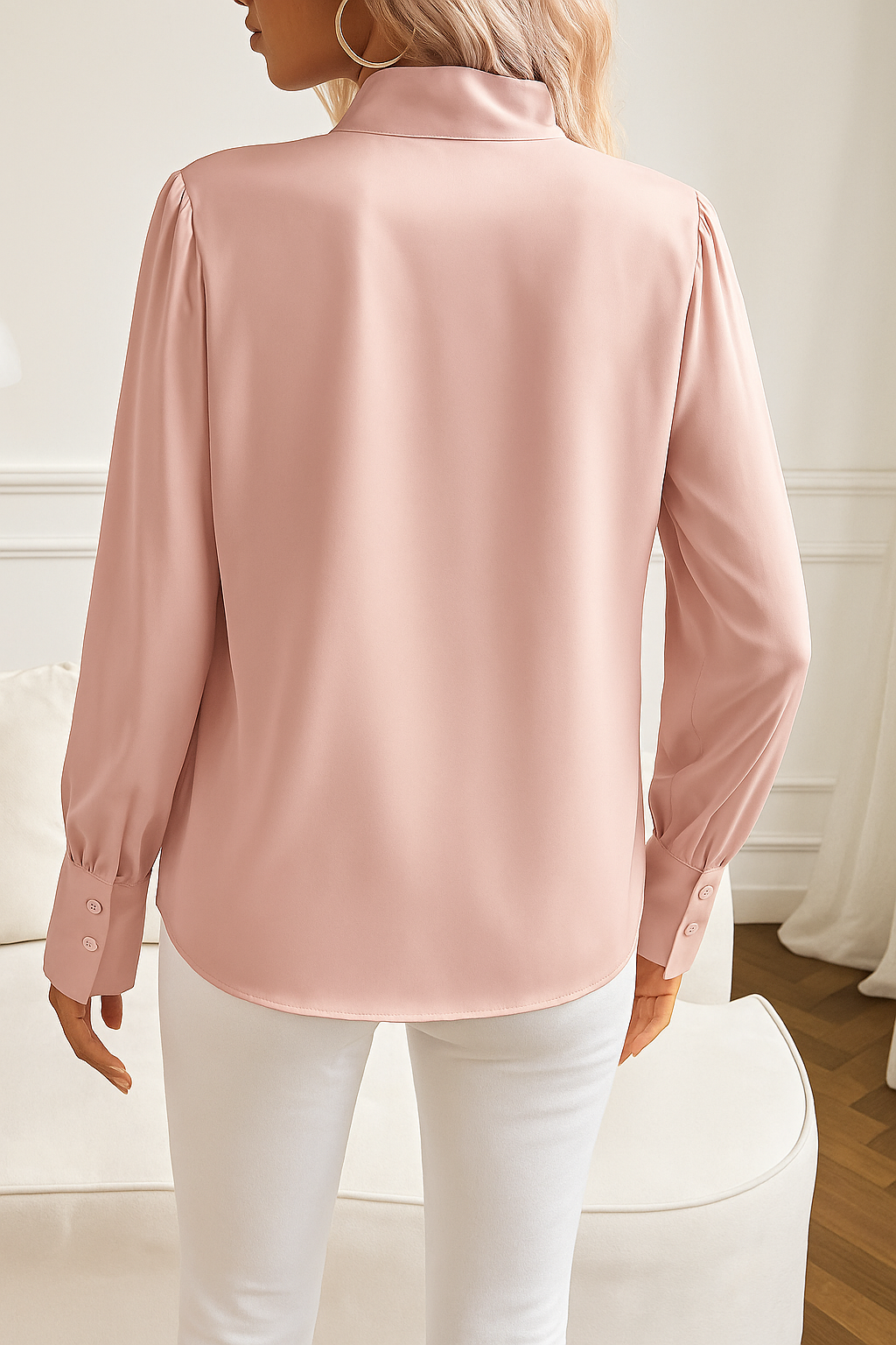 Blusa Donna Strutturata Collo con Fiocco