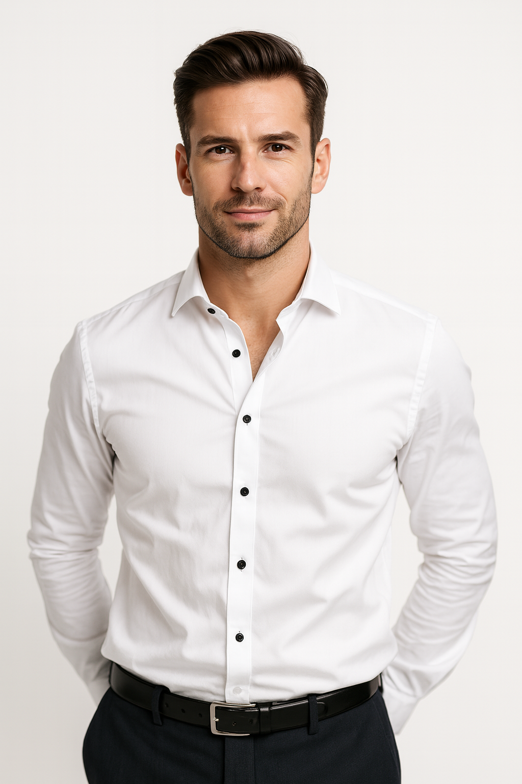 Camicia Uomo in Tessuto Elasticizzato Vestibilità Regular