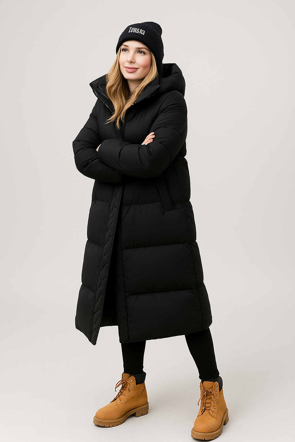 Cappotto Lungo Donna Imbottito Trapuntato con Cappuccio
