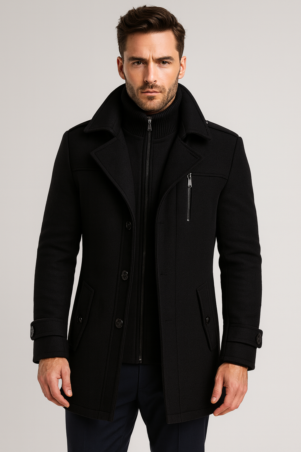 Cappotto Uomo Manica Lunga Giacca Stagionale Autunno Inverno