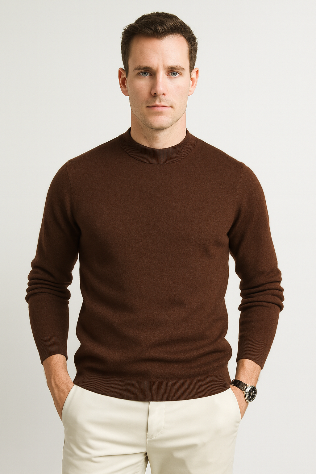 Maglione Uomo in Maglia Vestibilità Comoda Linee Semplici